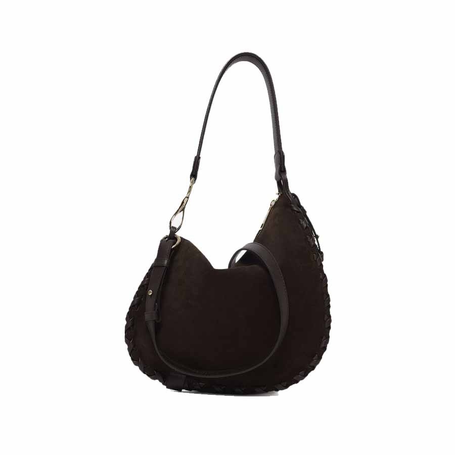ORCIANI Chaos Peach Cross Midi suede shoulder bag with shoulder strap