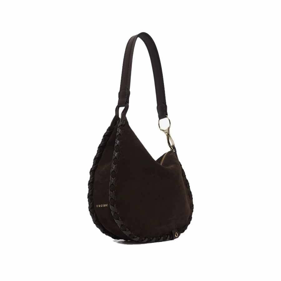 ORCIANI Chaos Peach Cross Midi suede shoulder bag with shoulder strap