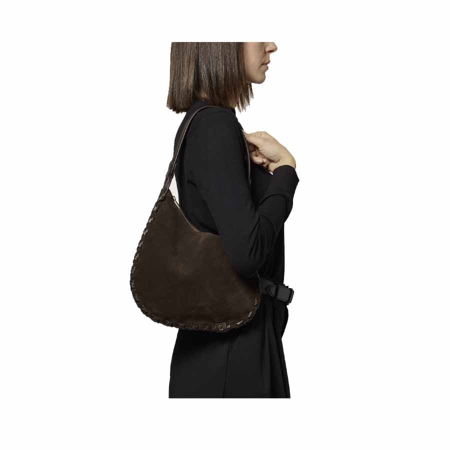 ORCIANI Chaos Peach Cross Small shoulder bag in suede with shoulder strap