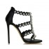 Ninalilou sandalo alto in pelle nero swarovski e borchie 281013