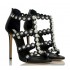 Ninalilou sandalo alto in pelle nero swarovski e borchie 281013
