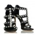 Ninalilou sandalo alto in pelle nero swarovski e borchie 281013