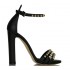 Ninalilou sandalo alto in pelle nero swarovski e borchie 281032