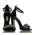 Ninalilou sandalo alto in pelle nero swarovski e borchie 281032