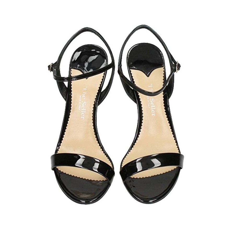 The Seller sandalo donna su tacco in vernice nude braccialetto caviglia S7648