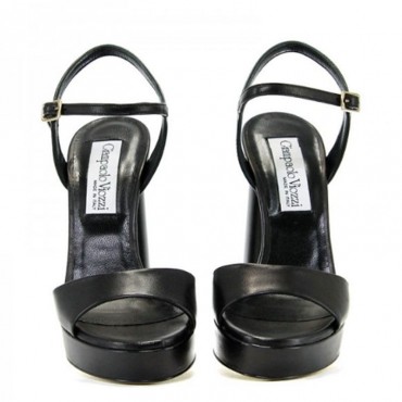 Gianpaolo Viozzi Sandalo donna intrecciato pelle nero GE182