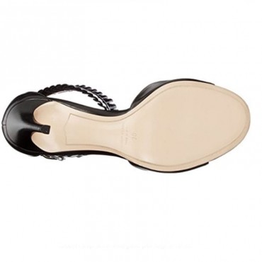 DeiMille sandalo su tacco in pelle nera decorazione caviglia