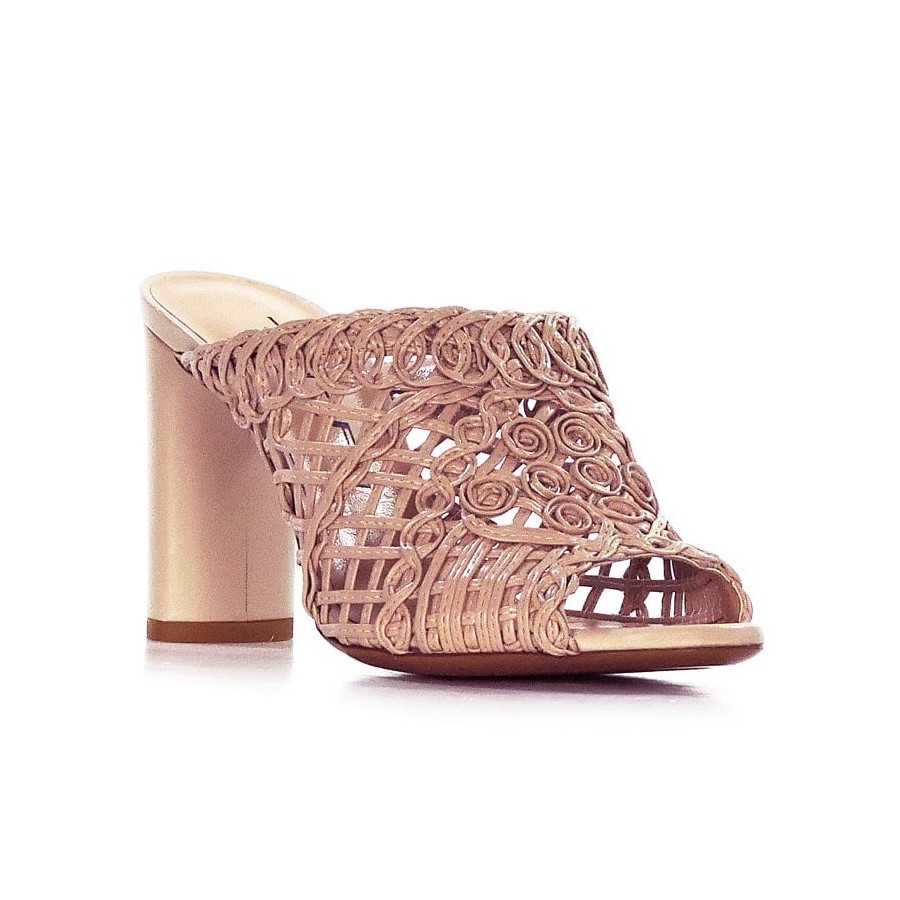 Tiffi sandalo sabot intrecciato in pelle rosa