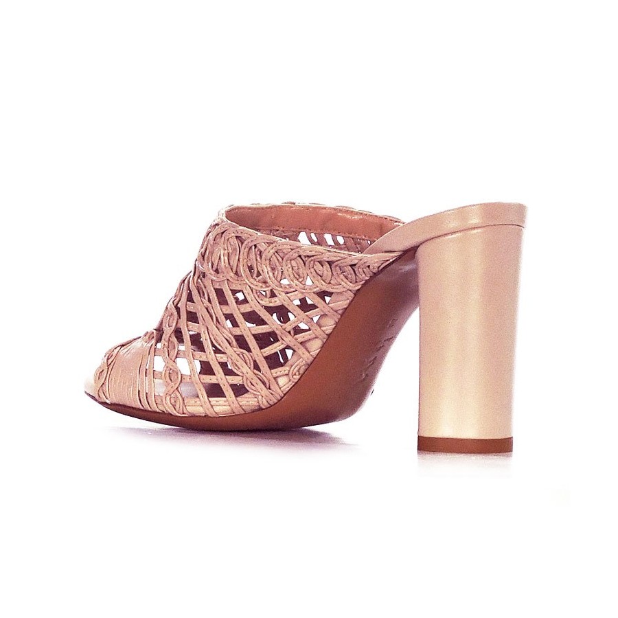 Tiffi sandalo sabot intrecciato in pelle rosa