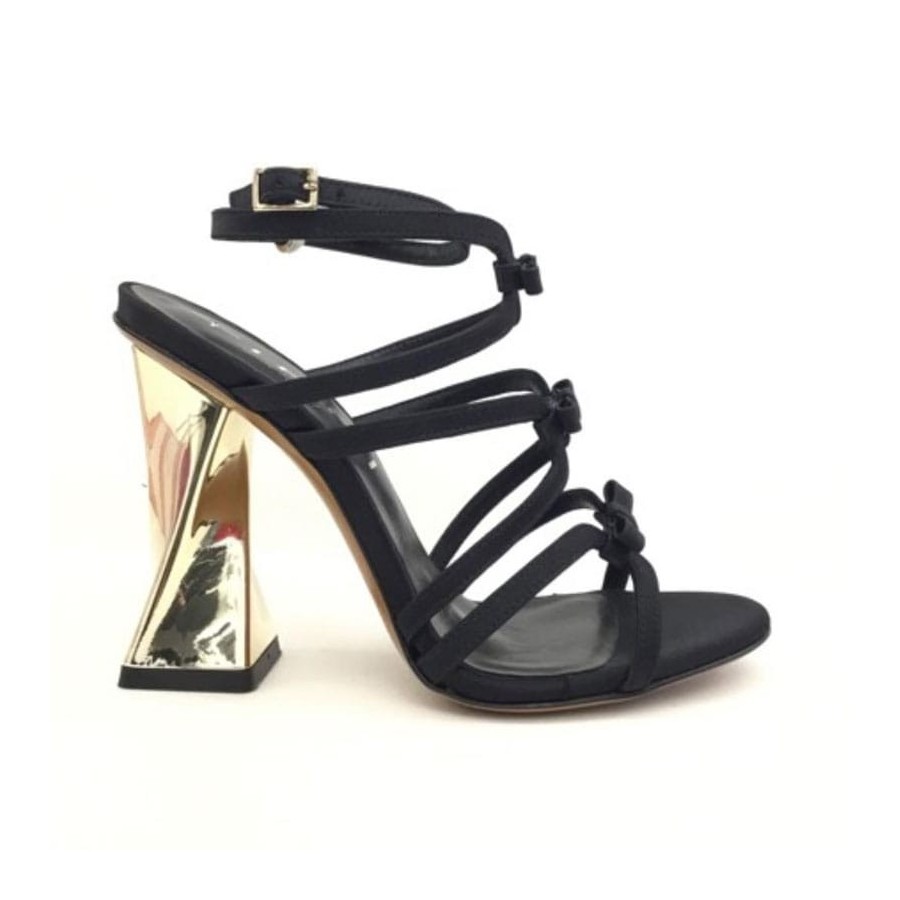 Tiffi sandalo tessuto su tacco scultura Colore Nero Taglie Scarpe Donna 36