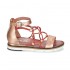 Mjus sandalo su zeppa bassa intreccio lacci pelle metallizzata rosa